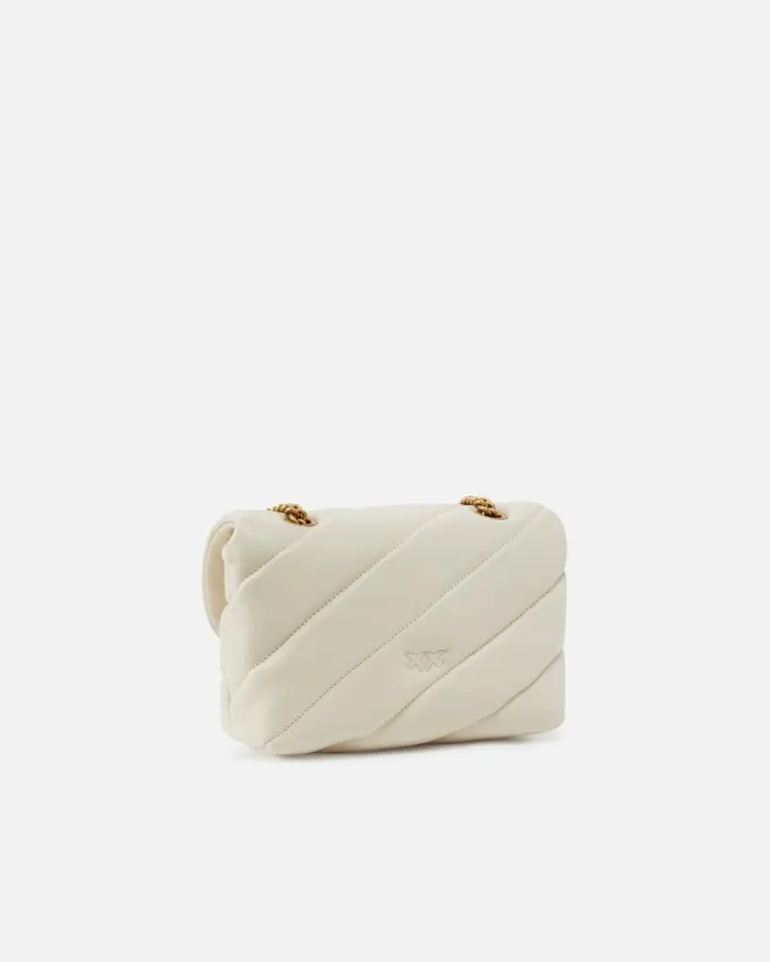 Pinko Mini Love Bag Puff Maxi Quilt Whitewhiteantique Gold Women Shoulder Bags
