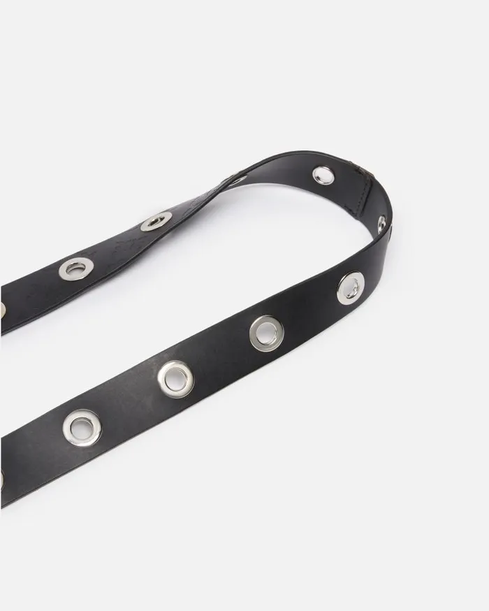 Pinko Monogramprint Belt With Eyelets 3cm Limo Blackshiny Nickel Women Belts