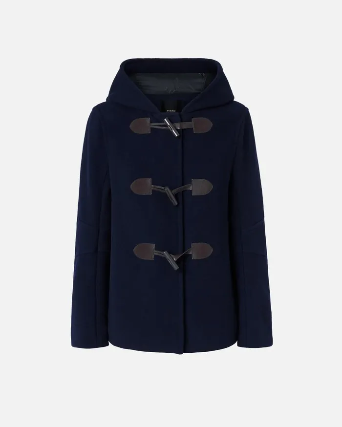 Pinko Short Duffle Coat With Toggles Total Eclipse Blue Women Outerwear