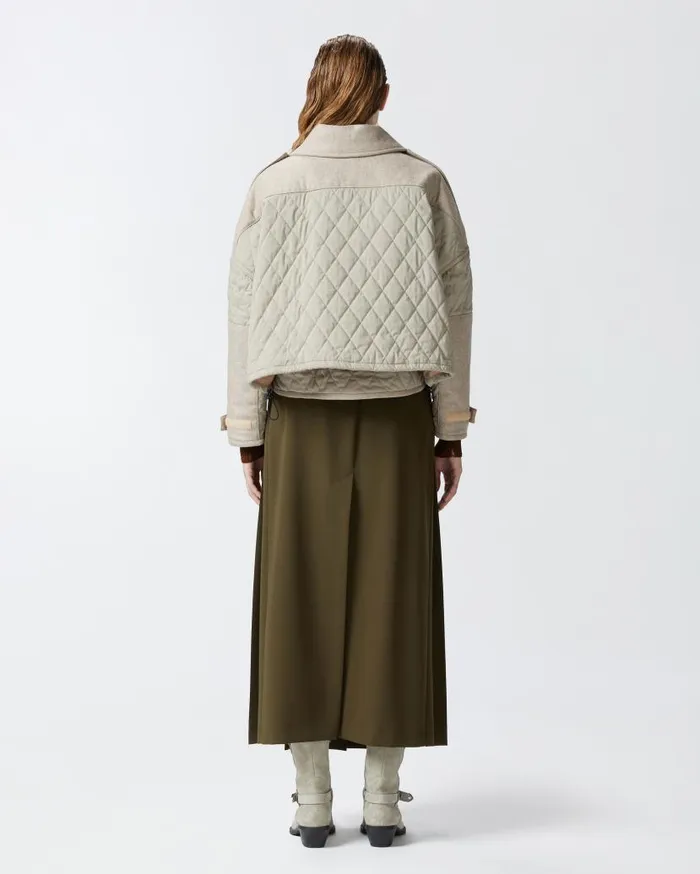 Pinko Short Quilted Parka With Felt Inserts Beigedark Pebble Women Outerwear