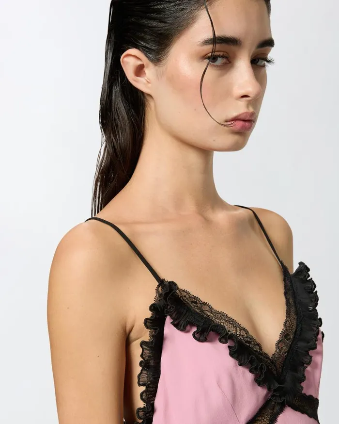 Pinko Silkblend Crepe Thin Shoulder Top Pinkpolignac Women Topwear