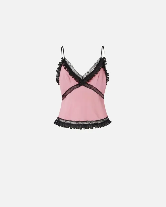 Pinko Silkblend Crepe Thin Shoulder Top Pinkpolignac Women Topwear