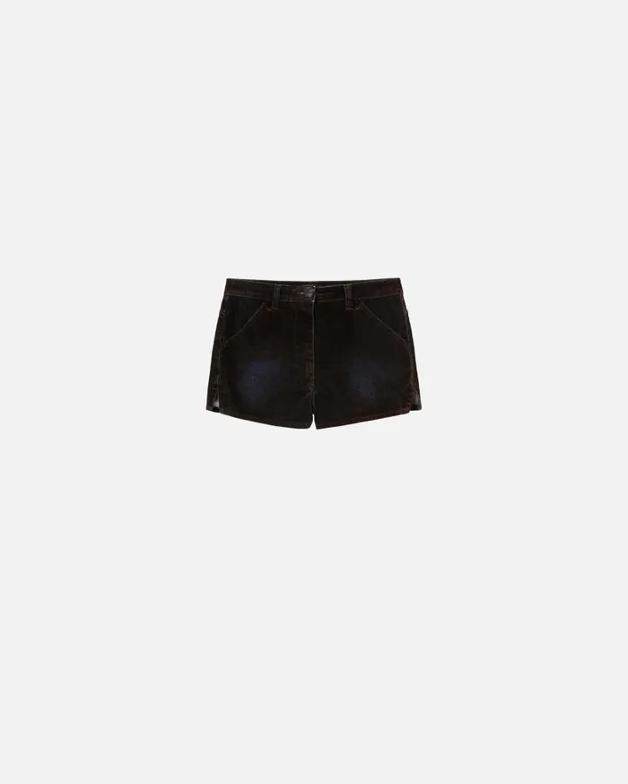 Pinko Slimfit Flocked Denim Shorts Deep Brown Women Trousers
