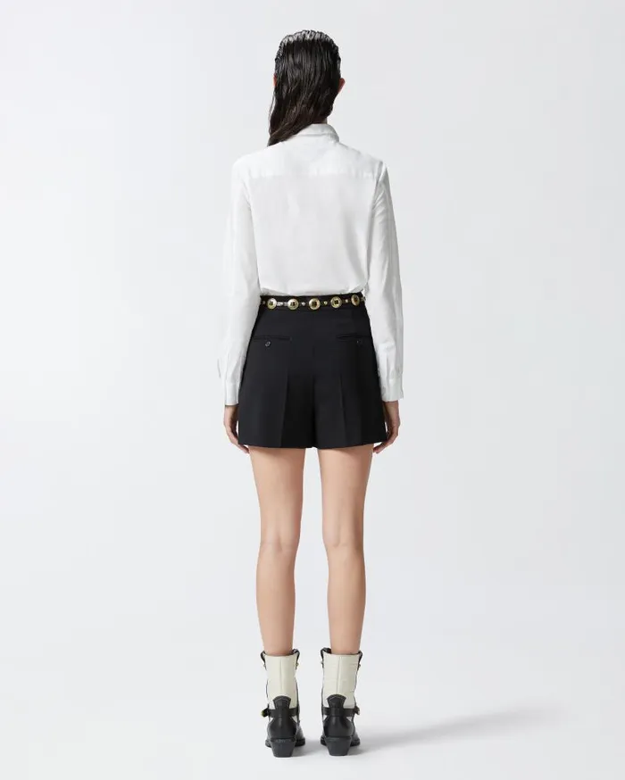 Pinko Slimfit Stretch Poplin Shit With Embroidery Bright White Women Shirts And Blouses