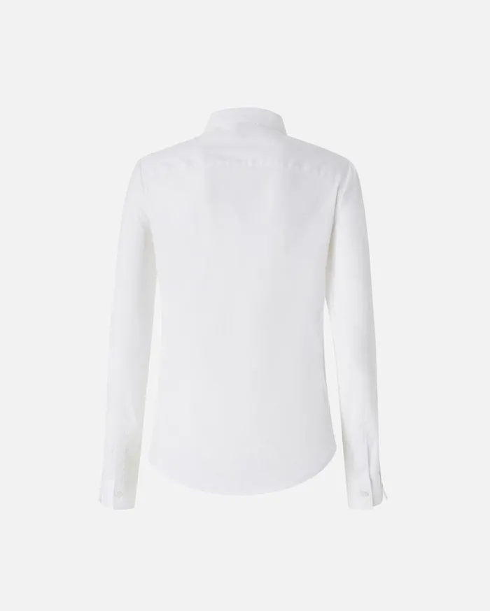 Pinko Slimfit Stretch Poplin Shit With Embroidery Bright White Women Shirts And Blouses