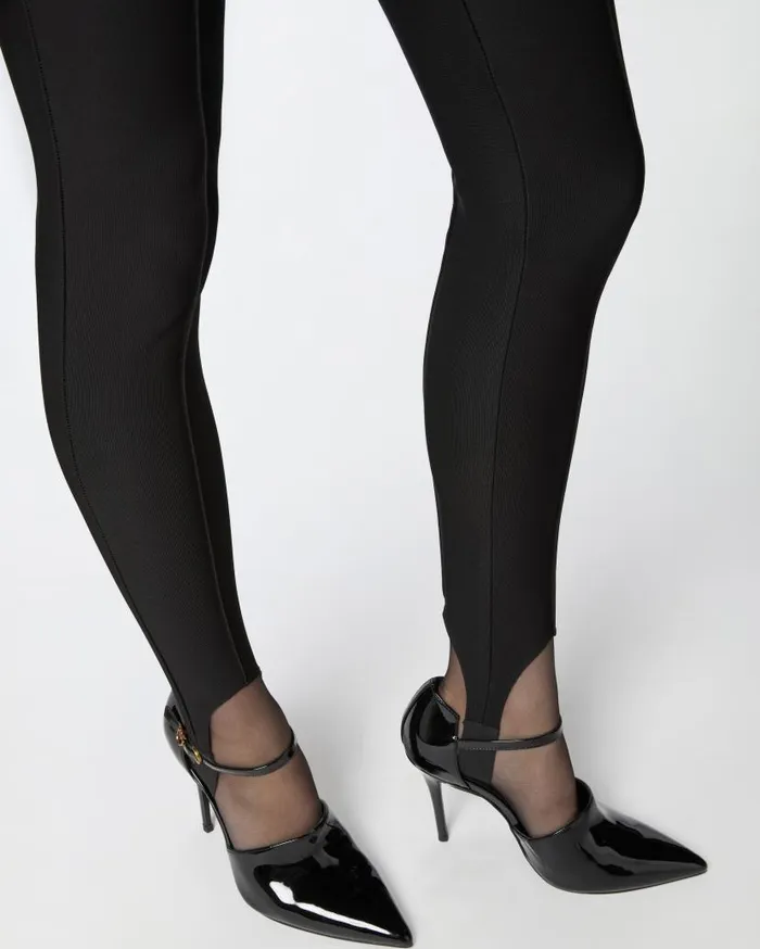 Pinko Slimfitting Technical Trousers With Stirrups Limo Black Women Trousers