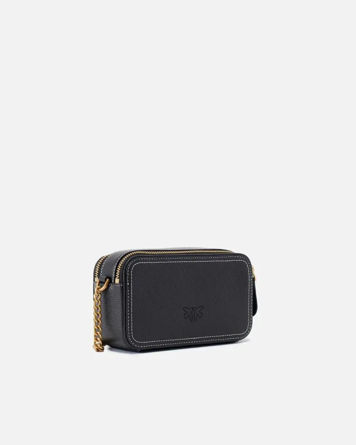 Pinko Small Crossbody Bag With Raised Love Birds Logo Blackantique Gold Women Crossbody Bags