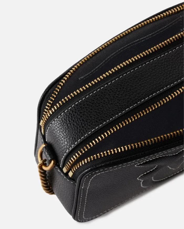 Pinko Small Crossbody Bag With Raised Love Birds Logo Blackantique Gold Women Crossbody Bags