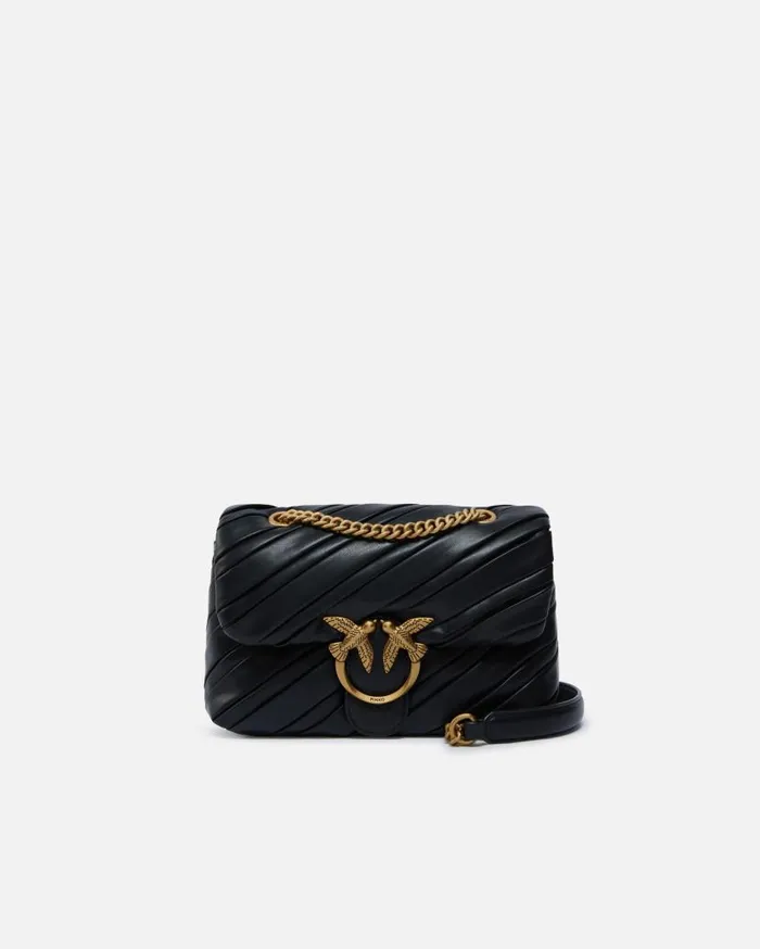Pinko Small Leathereffect Mini Love Bag Puff Crossbody Bag Blackantique Gold Women Crossbody Bags