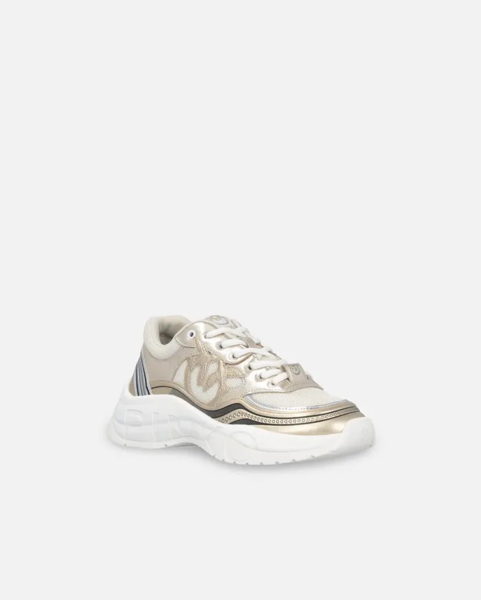 Pinko Sneakers With Metallic Details Gold Women Sneakers