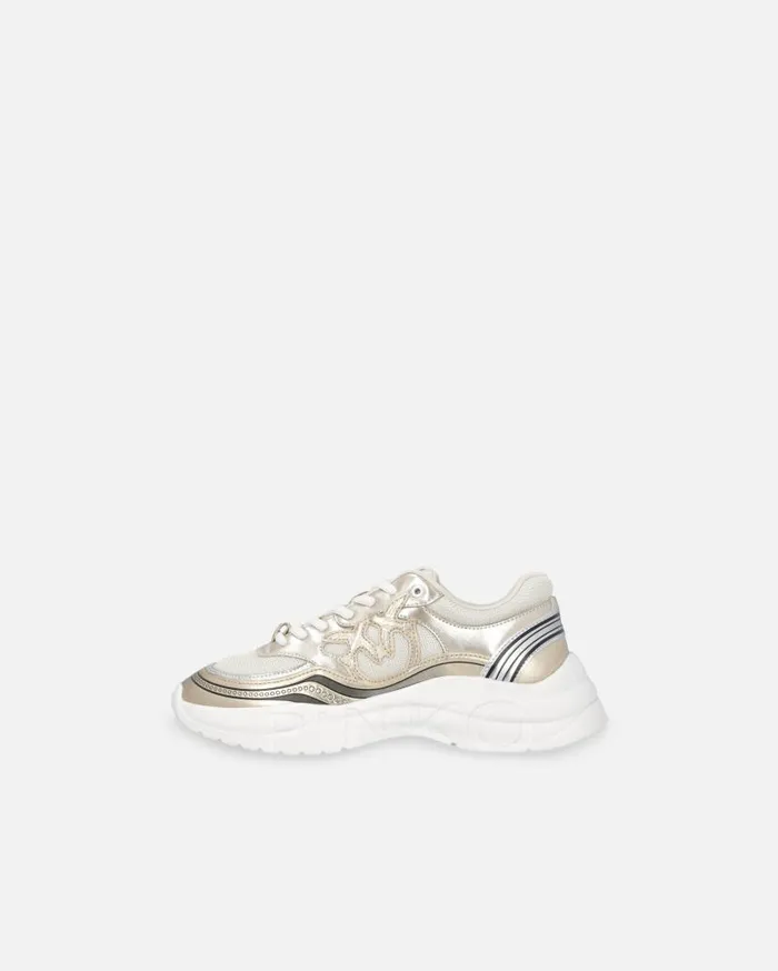 Pinko Sneakers With Metallic Details Gold Women Sneakers