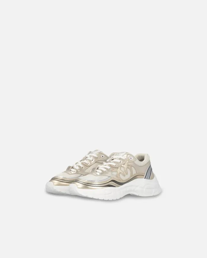 Pinko Sneakers With Metallic Details Gold Women Sneakers