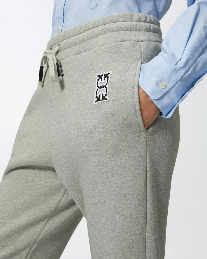 Pinko Sporty Joggers With Logo Patch Drizzle Grey Women Trousers