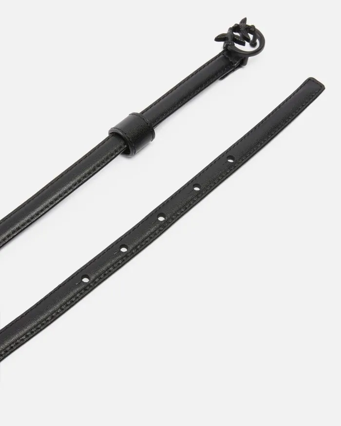 Pinko Superthin Colourblock Love Birds Belt 1cm Limo Black Block Colour Women Belts