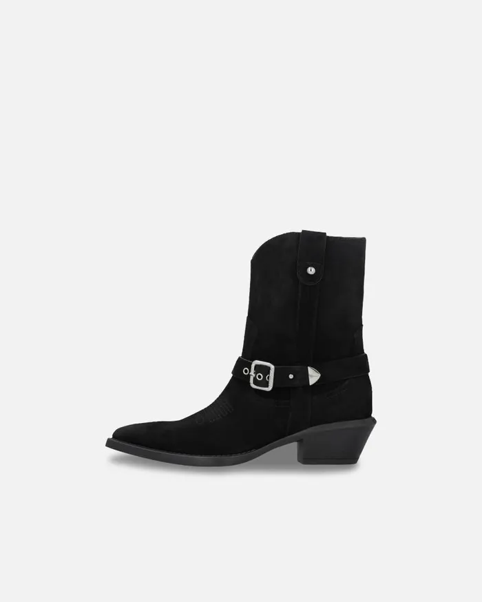 Pinko Texanstyle Suede Ankle Boots With Heel Limo Black Women Boots