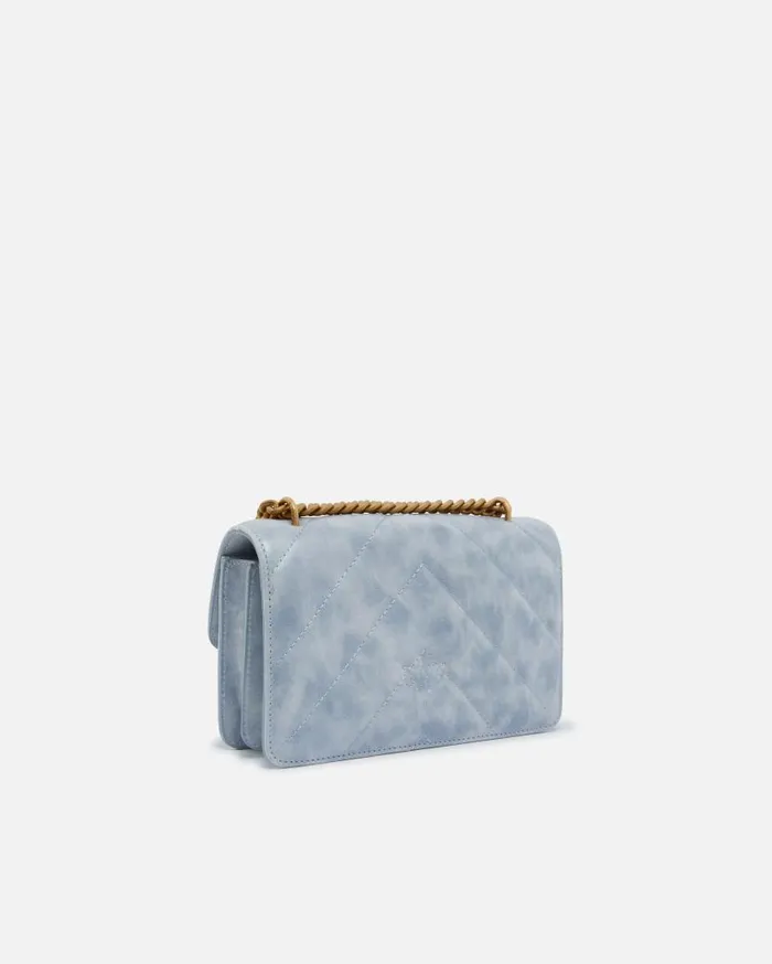 Pinko Usedeffect Leather Crossbody Love Bag Mini Lightblueantique Gold Women Shoulder Bags