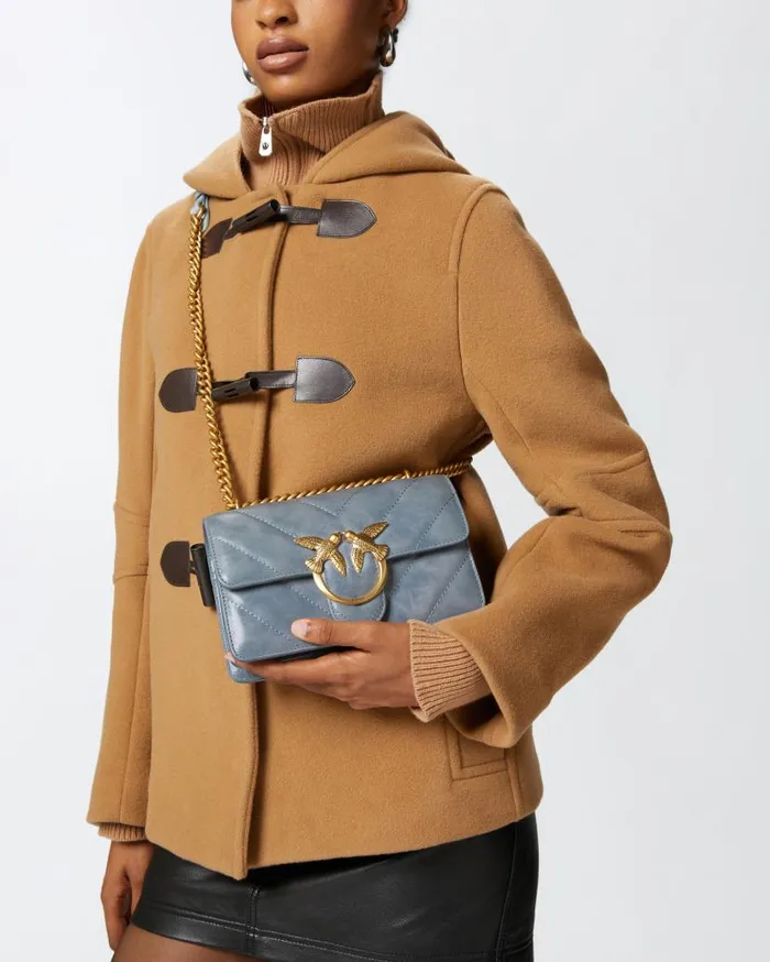 Pinko Usedeffect Leather Crossbody Love Bag Mini Lightblueantique Gold Women Shoulder Bags