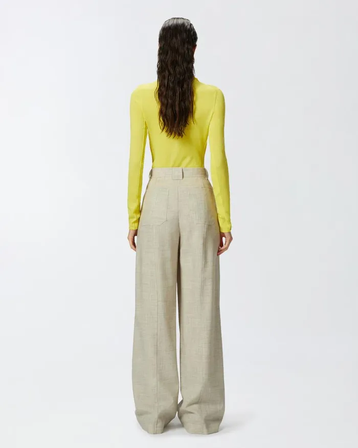 Pinko Wideleg Trousers With Utility Pockets Light Grey Green Women Trousers