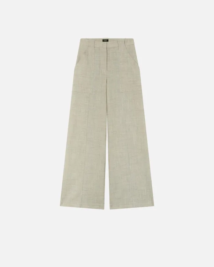 Pinko Wideleg Trousers With Utility Pockets Light Grey Green Women Trousers