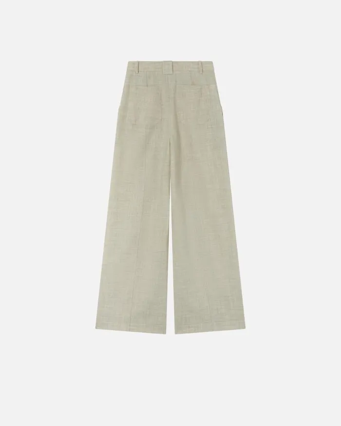 Pinko Wideleg Trousers With Utility Pockets Light Grey Green Women Trousers
