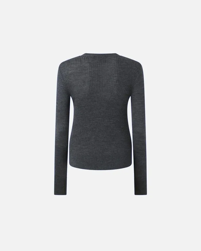 Pinko Wool Sweater With Side Buttons Greycrow Women Knitwear