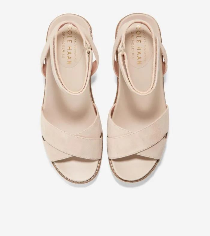 Pumps and Wedges Women Cole Haan Cloudfeel Espadrille Wedge Sandal Sesame Suede