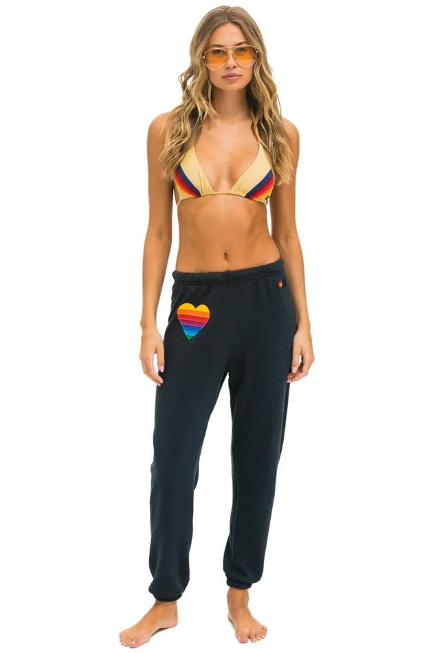 RAINBOW HEART STITCH SWEATPANTS 8211 CHARCOAL Women Aviator Nation Sweatpants