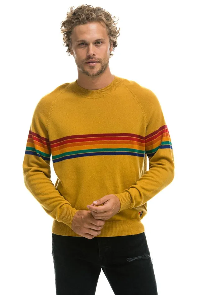RAINBOW STRIPE 6 UNISEX LIGHT CASHMERE SWEATER 8211 HARVEST Men Aviator Nation Sweatshirts