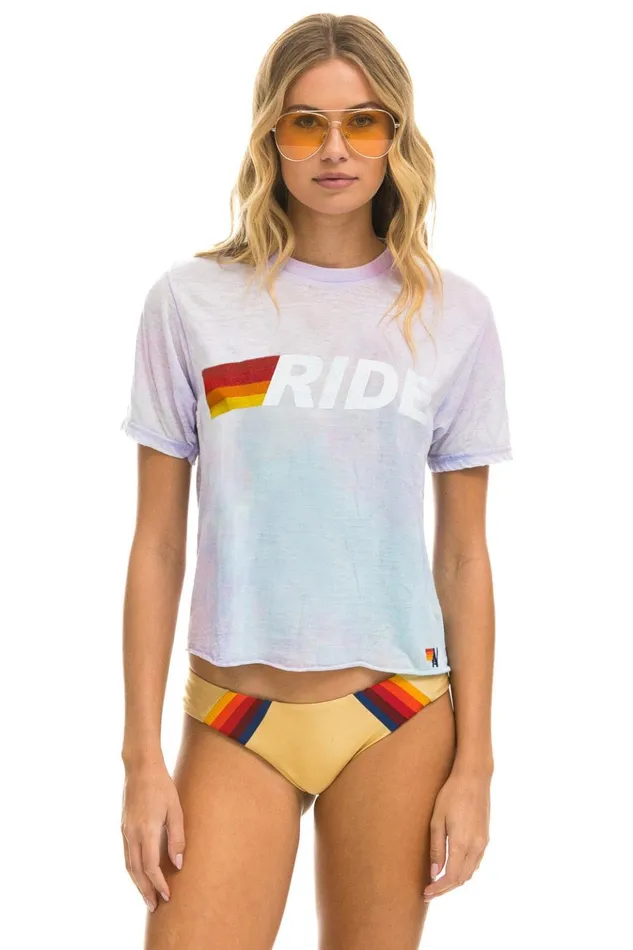 RIDE LOGO WHITE BOYFRIEND TEE 8211 TIE DYE BUBBLEGUM Women Aviator Nation Boyfriend Tees RIDE LOGO WHITE BOYFRIEND TEE 8211 TIE DYE BUBBLEGUM Women Aviator Nation Boyfriend Tees