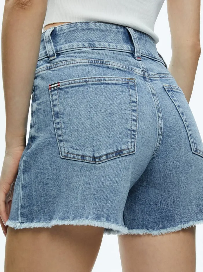Shorts Women Alice Olivia Han High Rise Wide Waistband Short Rockstar Blue