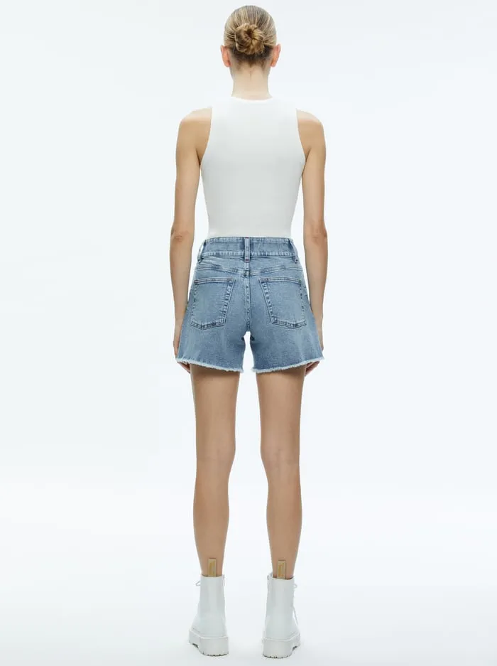 Shorts Women Alice Olivia Han High Rise Wide Waistband Short Rockstar Blue