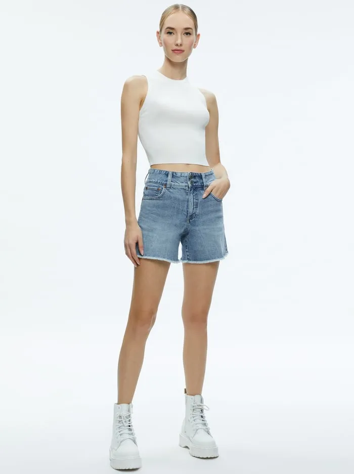 Shorts Women Alice Olivia Han High Rise Wide Waistband Short Rockstar Blue