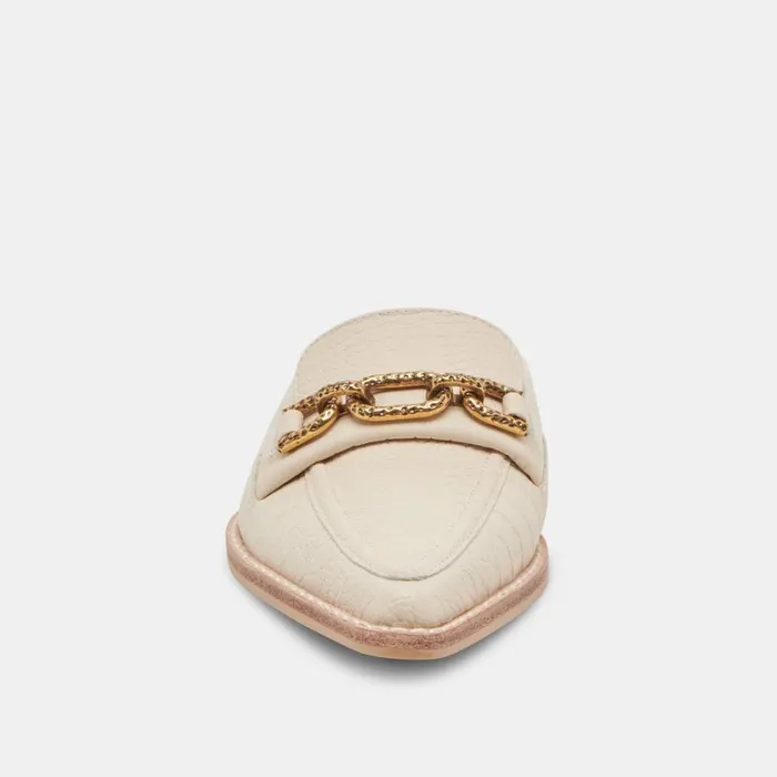 Sidon Flats Ivory Embossed Leather Women Dolce Vita Flats and Loafers