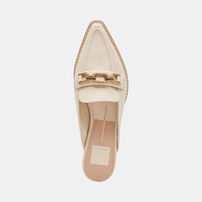 Sidon Flats Ivory Embossed Leather Women Dolce Vita Flats and Loafers