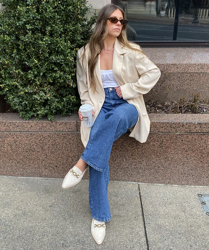 Sidon Flats Ivory Embossed Leather Women Dolce Vita Flats and Loafers