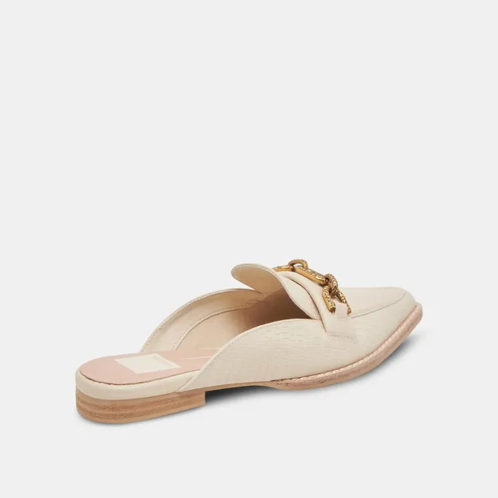 Sidon Flats Ivory Embossed Leather Women Dolce Vita Flats and Loafers