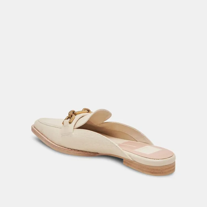 Sidon Flats Ivory Embossed Leather Women Dolce Vita Flats and Loafers