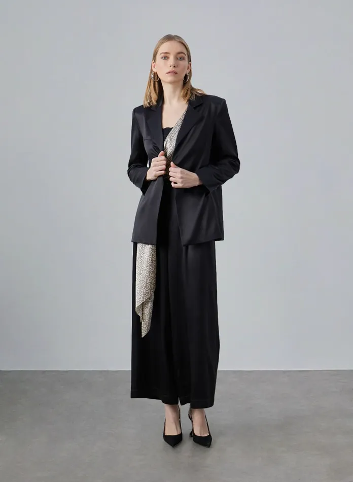 Silk Maison Blazers Silk Blazer With Detachable Scarf Midnight Black 8211 Women Silk Maison Blazers Silk Blazer With Detachable Scarf Midnight Black 8211 Women