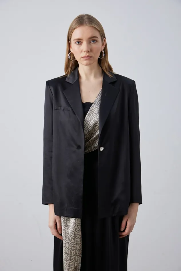Silk Maison Blazers Silk Blazer With Detachable Scarf Midnight Black 8211 Women Silk Maison Blazers Silk Blazer With Detachable Scarf Midnight Black 8211 Women