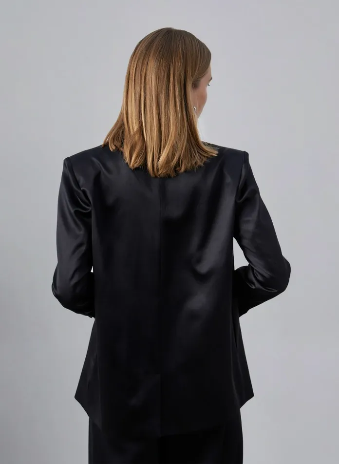 Silk Maison Blazers Silk Blazer With Detachable Scarf Midnight Black 8211 Women Silk Maison Blazers Silk Blazer With Detachable Scarf Midnight Black 8211 Women