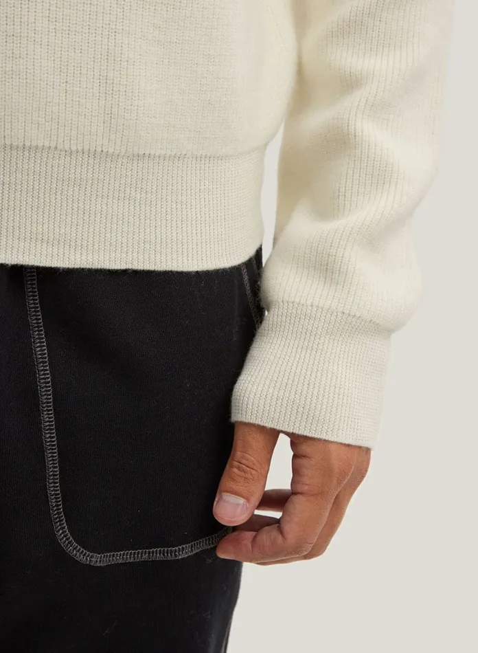 Silk Maison Pure Merino Wool HalfZip Sweater Ivory 8211 Men