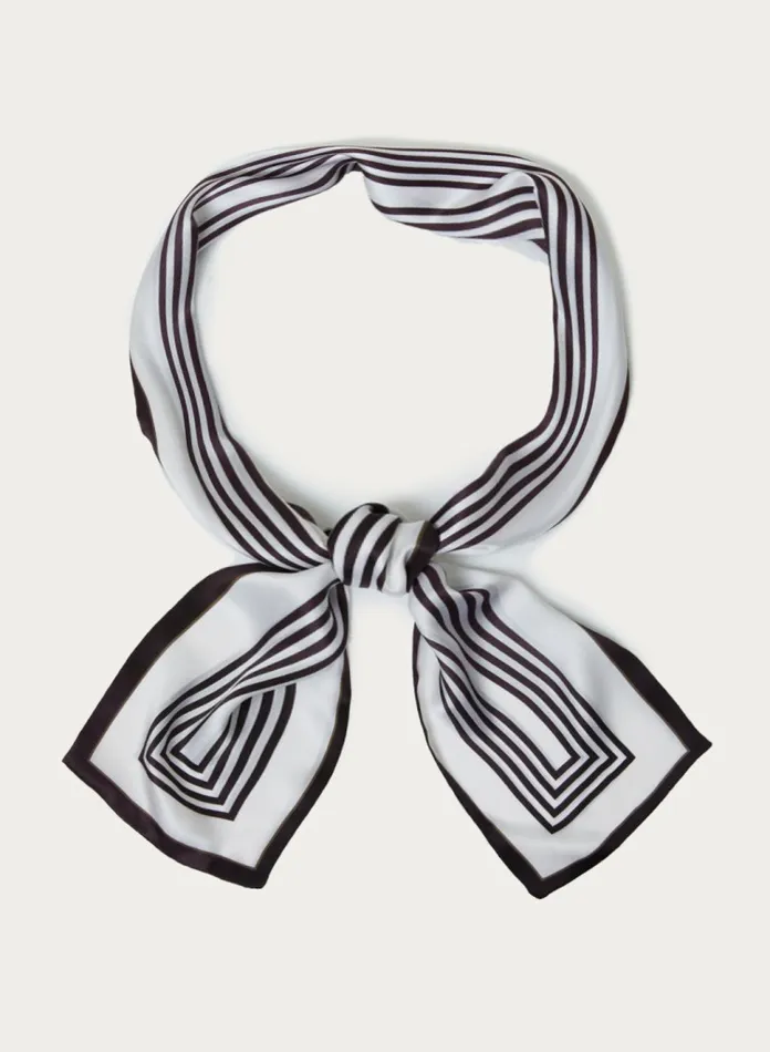 Silk Maison Scarves DoubleSided Marine Stripe Silk Scarf Black and White 8211 Women