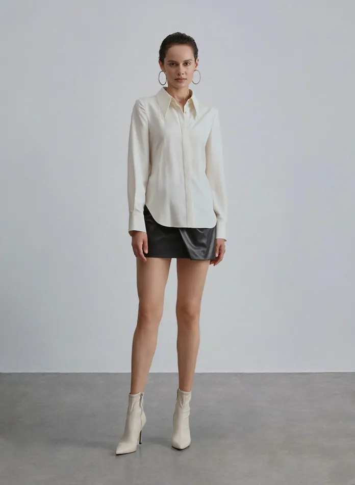 Silk Maison Shirts Open Back Blend Linen Blouse Ivory 8211 Women
