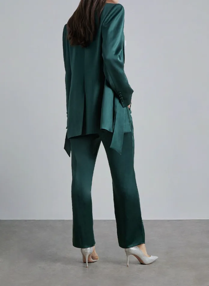 Silk Maison ShortsandPants Front Slit Trousers Dark Green 8211 Women