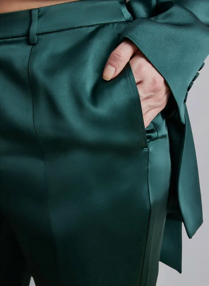 Silk Maison ShortsandPants Front Slit Trousers Dark Green 8211 Women