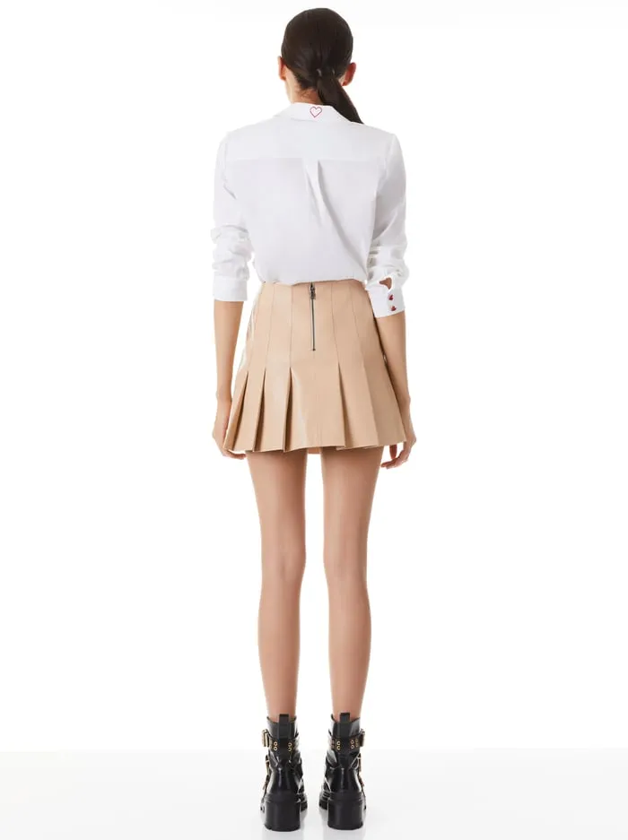 Skirts Women Alice Olivia Carter Vegan Mini Skirt Almond