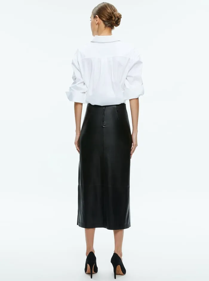 Skirts Women Alice Olivia Maeve Vegan Midi Skirt Black