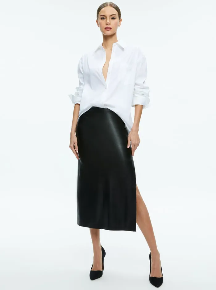 Skirts Women Alice Olivia Maeve Vegan Midi Skirt Black