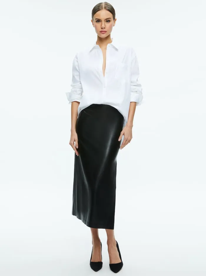 Skirts Women Alice Olivia Maeve Vegan Midi Skirt Black