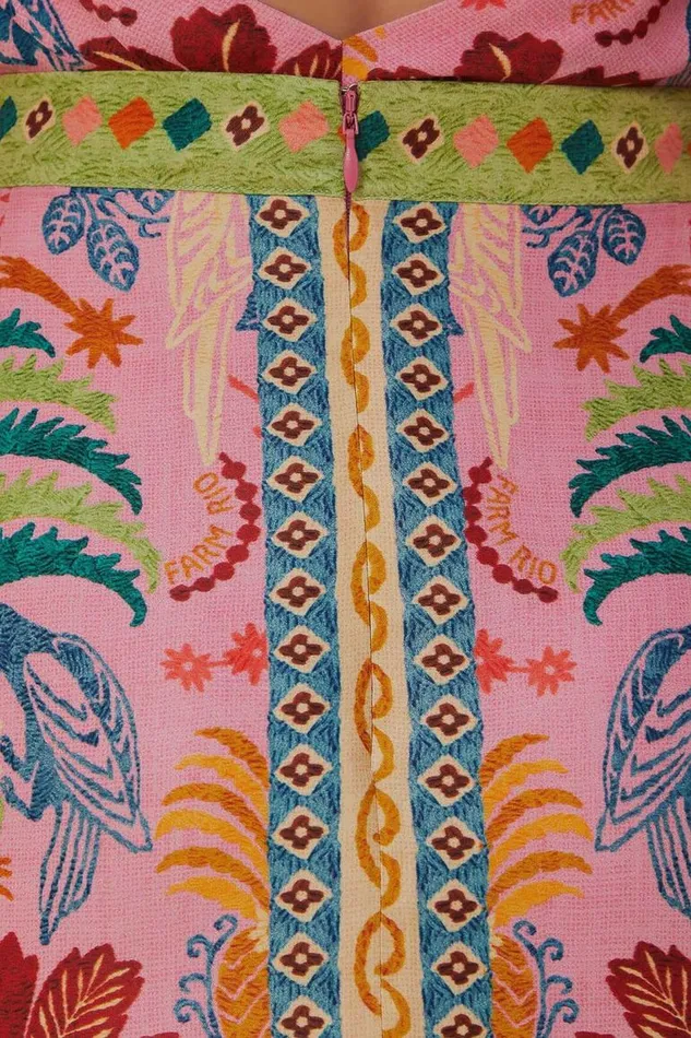 Skirts Women FARM Rio Pink Fruits Queen Scarf Lenzing Ecovero Viscose Mini Skirt